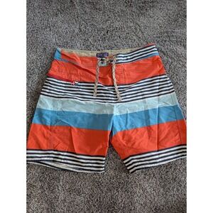 Patagonia Board Shorts Men's Size 34 Striped Swim Trunks Orange Blue